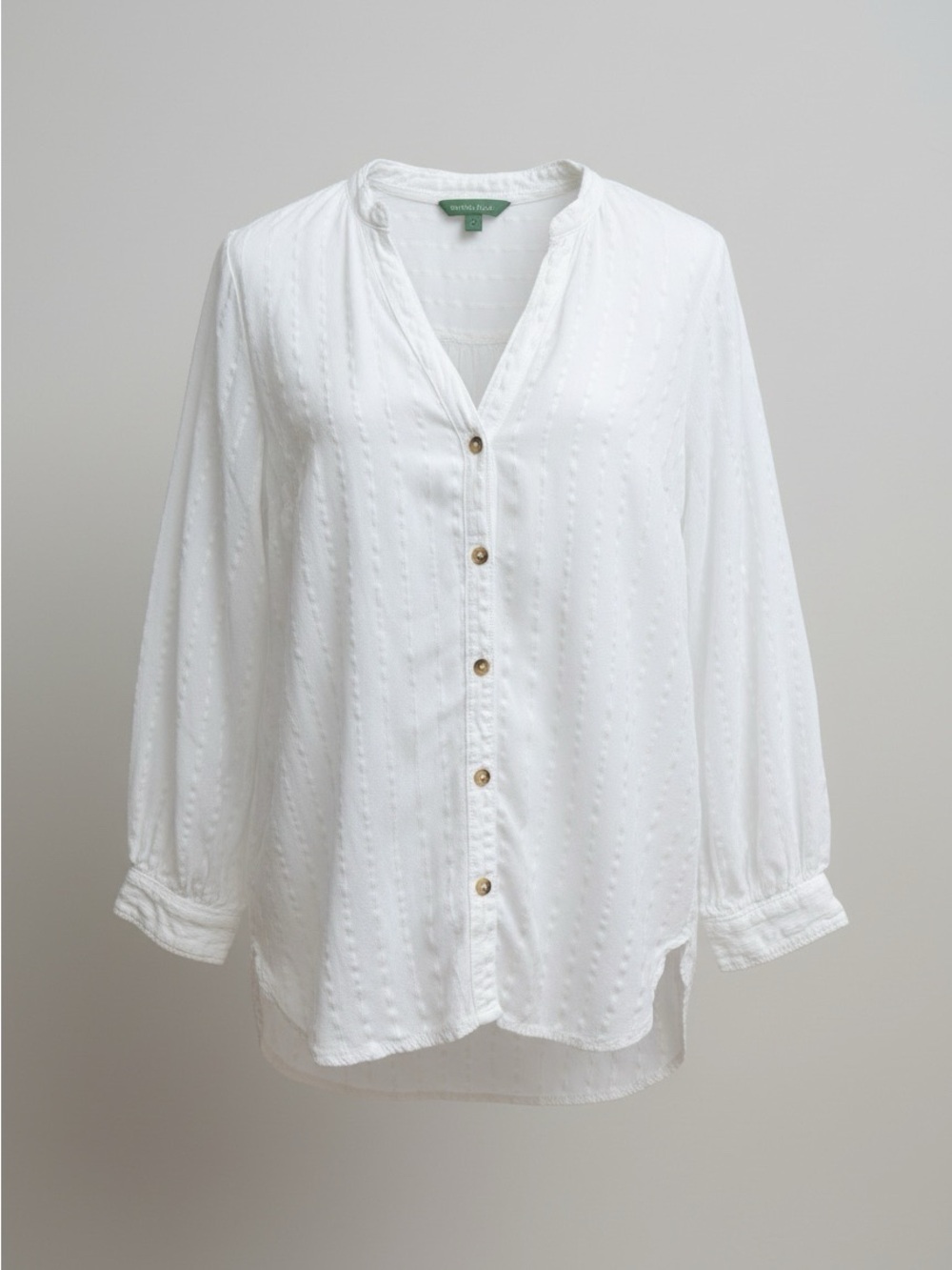 Anthropologie White Textured Button Down Blouse Size 8